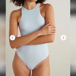 New! Skims Thong Bodysuit, Sleeveless, Light Blue, Size L Large (US 12-14)